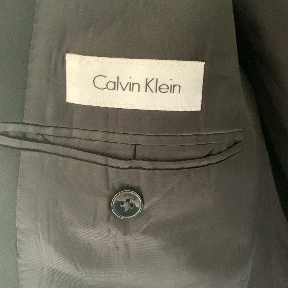 Calvin Klein Men Sport Coat Suit Blazer 2 Button Black Wool‎ Natural Stretch 46R